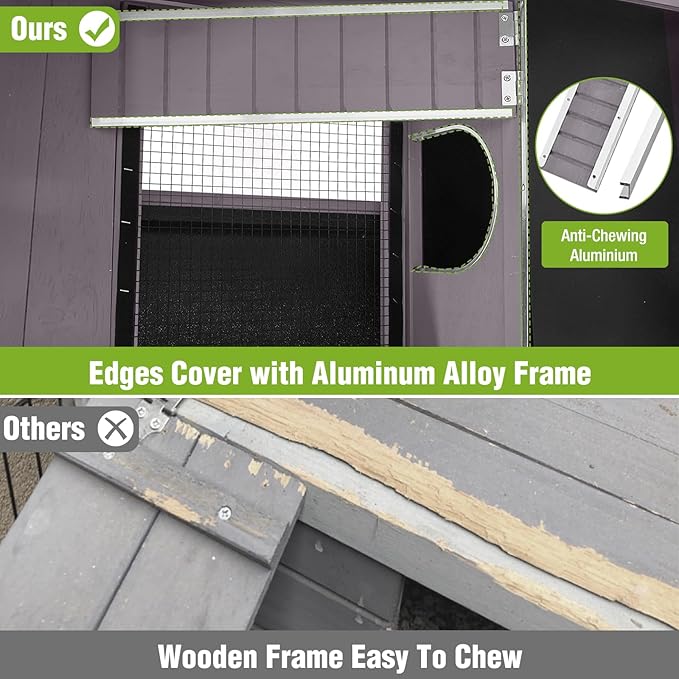 GUTINNEEN Rabbit Hutch Guinea Pig Cages Indoor with Stand Wooden Small Animals Cage Hutch Hamster Cage with Hideout,Pull Out Tray, Anti Chew Ramp (Grey)-Mewly Pet