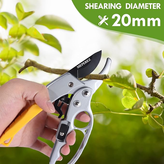 Ultra Sharp Germany Steel Pruning Shears - Cuts 3X Easier, Weak Hand Arthritis Snips, Rust-Resistant, Effortlessly 1-Inch Cut Capacity Garden Scissors, Ergonomic Handle (2 pack-yellow)-Mewly Pet