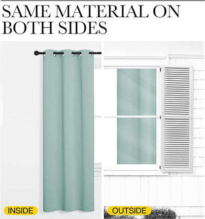 NICETOWN Aqua Blue Room Darkening Curtains for Kitchen, Window Treatment Thermal Insulated Solid Grommet Room Darkening Curtains/Drapes for Bedroom (Set of 2, 42 inches Wide by 48 inches Long)