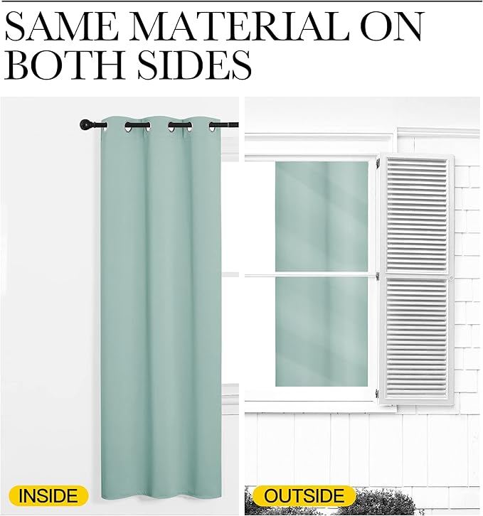 NICETOWN Thermal Insulated Curtains Blackout Draperies, Window Treatment Solid Grommet Room Darkening Drape Panels for Bedroom (Aqua Blue, Set of 2, 29 by 45 inches Long)