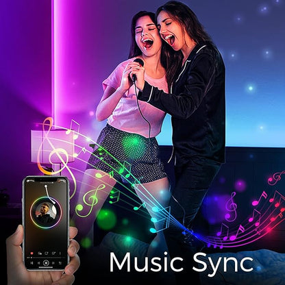 QZYL LED Lights for Bedroom 100 FT(4 Rolls), Strip Lights with App Control, Sync to Music 5050 RGB with 44 Keys IR Remote for Room Party Home Decorations