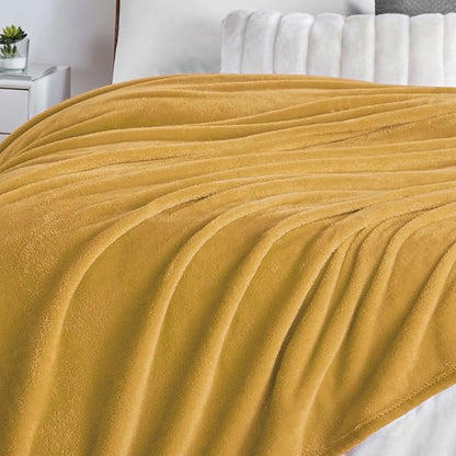 Walensee Fleece Blanket Plush Throw Fuzzy Lightweight (XL-Twin Size 66x90 Honey Gold) Super Soft Microfiber Flannel Blankets for Couch, Bed, Sofa Ultra Luxurious Warm and Cozy for All Seasons