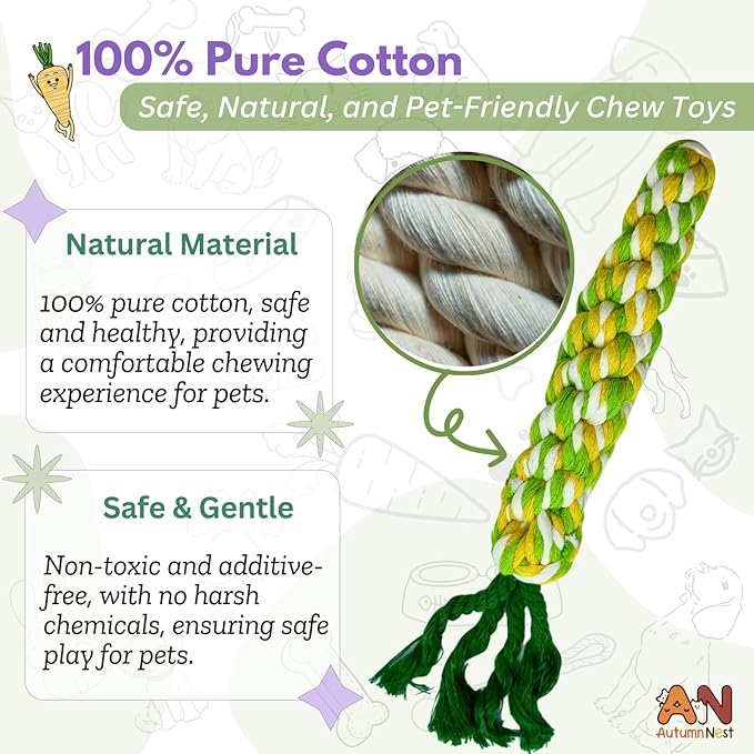 3PCS Rainbow Woven Pet Chew Set, Colorful Puppy Teething Chews, Dog Chew Toys, Cat Teething Playset, Soft & Safe Interactive Pet Chews-Mewly Pet