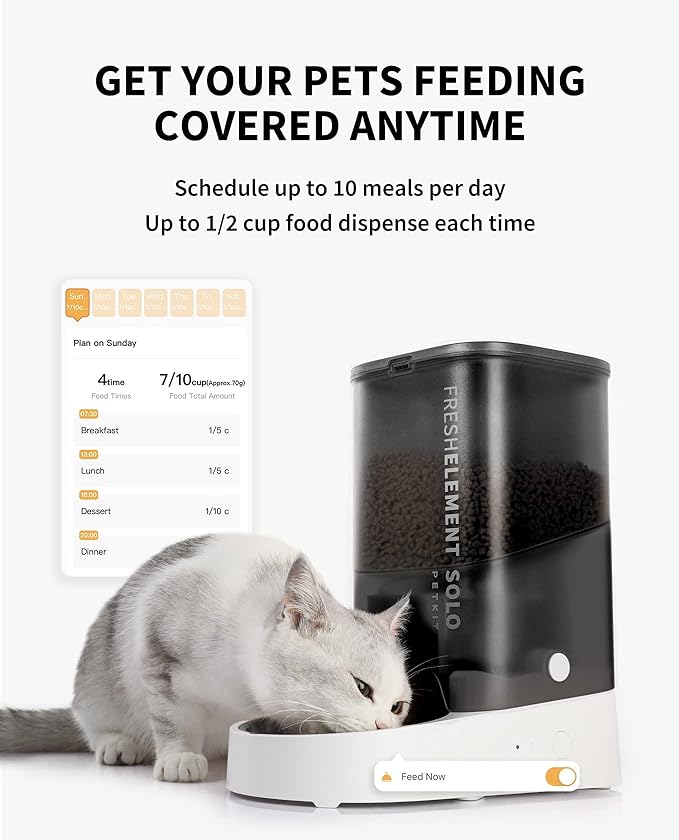 PETKIT Automatic Cat Feeder, 2.4G WiFi Automatic Dog Feeder, App Control Pet Food Dispenser with Triple Fresh-Lock System, Up to 10 Meals Per Day, Schedule Feeding, Food Shortage Alert, 3L Capacity-Mewly Pet