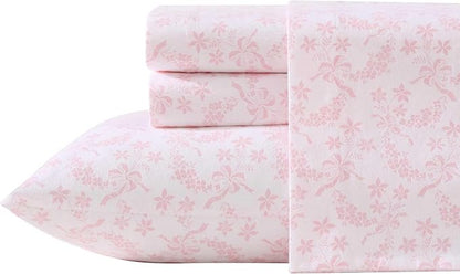 Laura Ashley - Flannel Sheets King Size, Anti-Pilling & Wrinkle Resistant Cotton, Touchably Soft for All-Season Comfort - Bed Sheets with Matching Pillowcases & Fitted Sheet (Antoinette Pink)