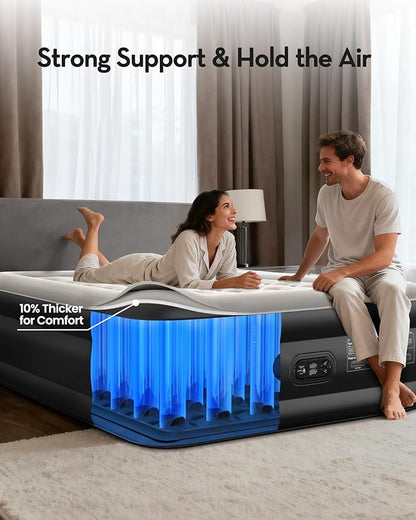 OhGeni 20" Raised Cal King Air Mattress with Built in Pump, Keep Feet from Dangling, Extra Length Blow up Mattress, Back-Friendly Airbed for Guests, Luxury Comfort for People(190CM Height), 700lbs