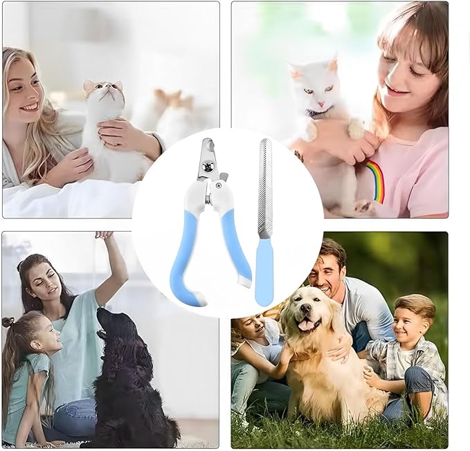 Cat Nail Clippers for Beginners and Groomers - Durable pet Trimmer - Supplies with Safety Guard, Avoid Overcutting - Grooming Tool for Small Animals Tiny Dog Indoor Cat Bunny Rabbit Bird Kitten(Blue)-Mewly Pet