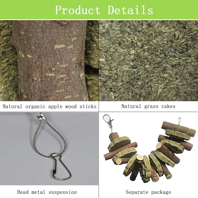 PINVNBY Bunny Chew Toys for Teeth Natural Organic Fruitwood Rabbits Cage Molar Sticks for Chinchillas, Guinea Pigs, Hamsters, Parrots and Other Small Pet Chewing Improve Dental Health-Mewly Pet