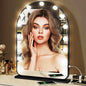 Hollywood Arch Black Vanity Makeup Mirror with Lights 15 Bulbs Dimmable 3Color Black Lighted Vanity Mirror for TableTop Wall Detachable Base X10 Magnifying Arch Makeup Desk Mirror with Lights