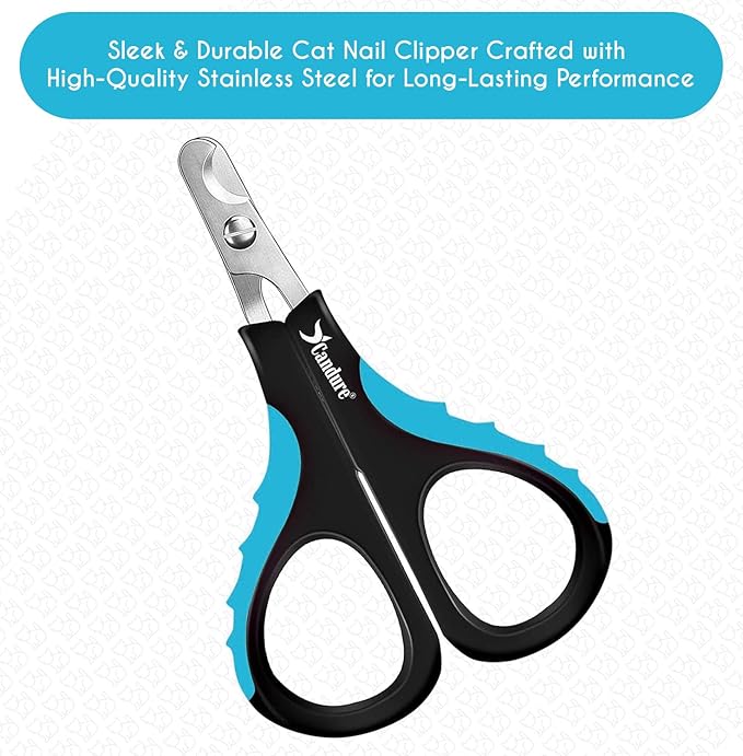 Candure Cat Nail Clipper Stainless Steel Cat Claw Trimmers for Rabbits, Guinea Pigs, Birds, Puppies, Kittens and Small Animals Pet Nail Clipper for Professional and Home Use (Blue)-Mewly Pet