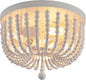 Q&S White Boho Beaded Chandeliers Flush Mount Ceiling Light,3-Lights Small Chandelier Light Fixture for Bedroom,Kitchen,Dining Room,Living Room,Stairway Gazebo