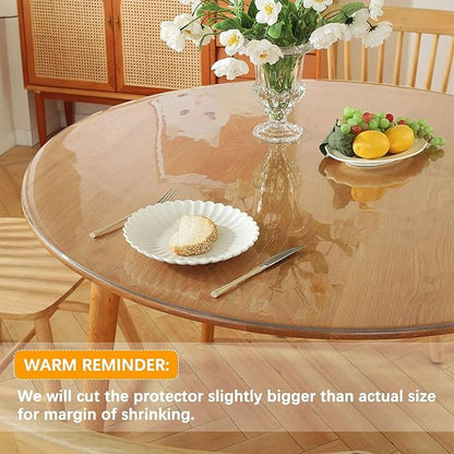 20 Inch Clear Round Table Cover Protector 1.5mm Thick Table Protector for Dining Room Waterproof Plastic PVC Vinyl Tablecloth Cover Circle Tabletop Desk Pad Mat for Furnture Coffee End Bed Side Table