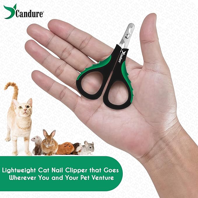 Candure Cat Nail Clippers for Cats, Rabbits, Hamsters, Birds - Stainless Steel Trimmer with Precise Angled Edges for Easy & Safe At-Home Grooming-Mewly Pet