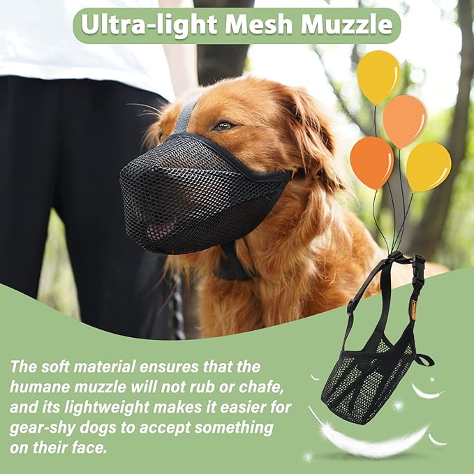 Mayerzon Dog Muzzle, Patented Soft Mesh Muzzle for Small Medium Large Dogs for Scavenging Biting Licking and Chewing, Allows to Pant and Drink (XS, Black)-Mewly Pet