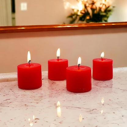 Hosley Set of 72 Unscented Red Votive Candles – Bulk Pack, Clean-Burning, Long-Lasting 10-12 Hour Burn Time – Ideal for Weddings, Home Décor, Spa, and Events