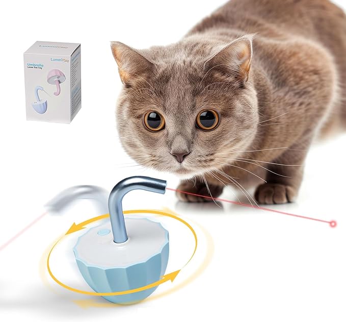 Cat toys for indoor cats Laser pointer, Interactive cat toy for bored Indoor adult Cats, Automatic cat toys laser pointer,Random Trajectory and Tumbler Base, USB rechargeable, laser for cats-Mewly Pet