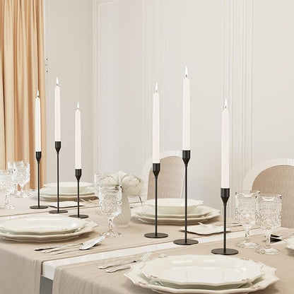 Black Taper Candle Holders Set of 6, Metal Candlestick Holders for Table or Mantel Decor Centerpiece, Candle Stick Holder Decor for Wedding, Dinning, Party or Anniversary