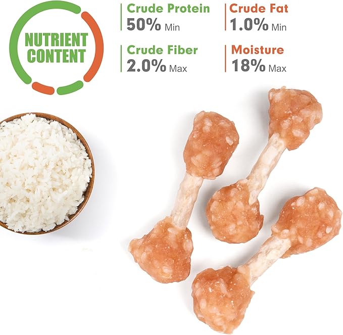 MON2SUN Dog Treats, 9oz Mini Rawhide Chews, Chicken Dumbbells with Rice for Small Dogs & Toy Breed, Crunchy and Healthy (2.5 Inch 17 Count)-Mewly Pet