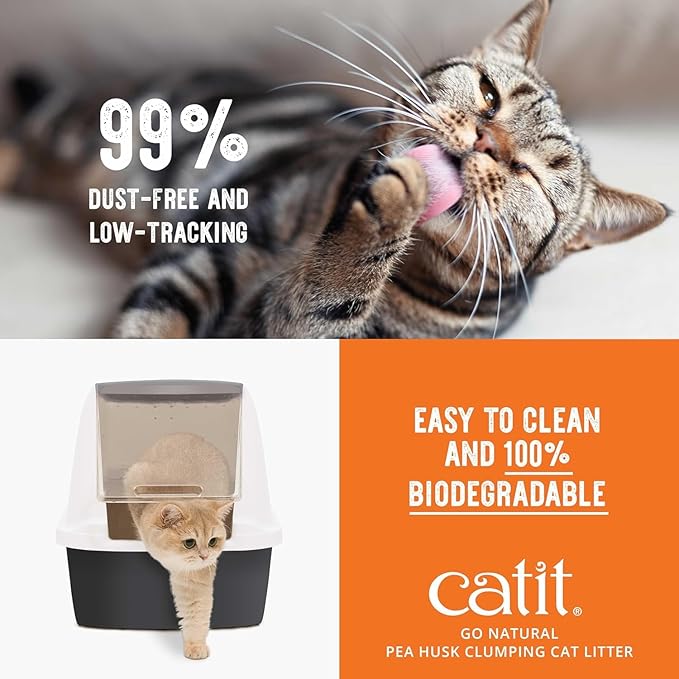 Catit - Go Natural Pea Husk Clumping Cat Litter - Lightweight, Dust Free, Easy Cleaning & Scooping, Flushable Kitty Litter with Odor Control & Subtle Fragrance - 12.3 Lbs, Lavender Scented-Mewly Pet