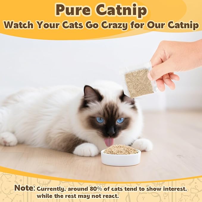 80PCS Catnip - Cat Nip for Cats Natural Dried Catnip Treats Premium Cat Nip Perfect for Toys, Training Rewards, Stress Relief, Freshly Harvested Bag Bulk Pack,2.8OZ-Mewly Pet