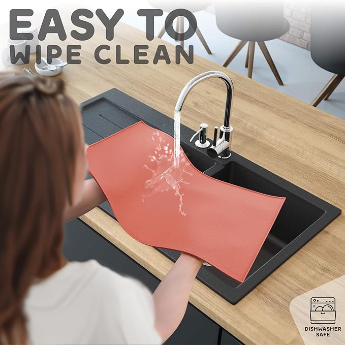 Dog Food Mat - 28x18 Raised Edges Dogs Mat for Food and Water Prevent Spill, Waterproof Cat Food Mats Protect Floors, Easy Clean Dog Bowl Mats for Food and Water, Silicone Pet Feeding Placemats-Mewly Pet