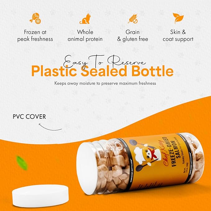 Freeze-Dried Salmon Treats for Cats & Dogs – 100% Wild Caught, Single Ingredient, High-Protein, Healthy Snack – No Additives or Preservatives – 1.4oz - Inspected & Tested in USA-Mewly Pet