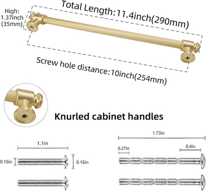 6 Pack 10 inch(254mm) Brushed Brass Cabinet Handles - Gold Drawer Pulls for Kitchen & Dresser