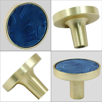 12 Pcs Gold Knobs for Dresser Drawers, Round Dresser Cabinet Knobs Pulls for Kitchen Cabinet Cupboard Door Furniture Decorative, Navy Blue