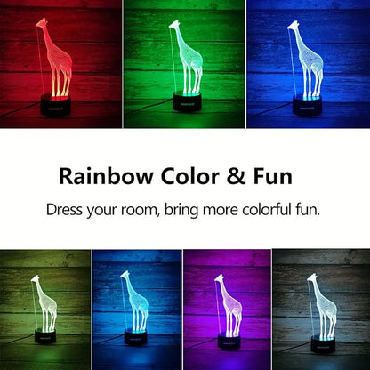 3D Giraffe Decor Lamp with Remote, 7 Color Changing Night Light Toys, Birthday Gift for Kids Girls Boys