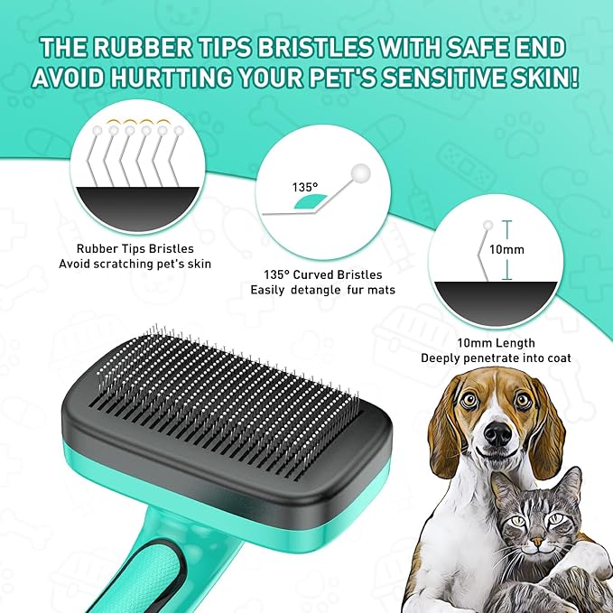 Dog Brush for Shedding Short Long Haired Cats, 5 in 1 Pet Grooming Kit for Small Medium & Large Animals. Removes Loose Fur, Mats, Tangled. Easy Cleaning. Undercoat Rake + Steam Brush Included-Mewly Pet