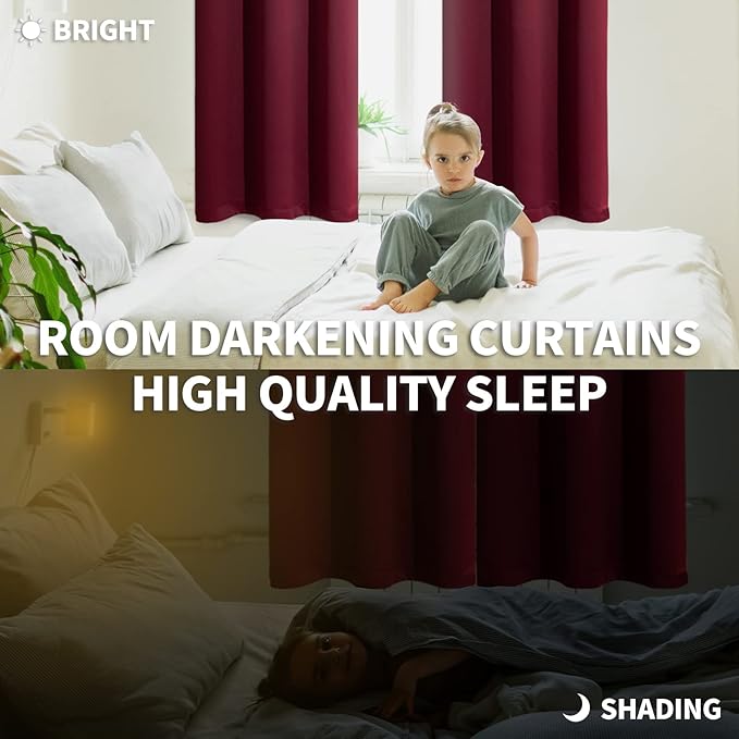 BGment Blackout Curtains - Grommet Thermal Insulated Room Darkening Bedroom and Living Room Curtains, Set of 2 Panels (52 x 120 Inch, Burgundy)