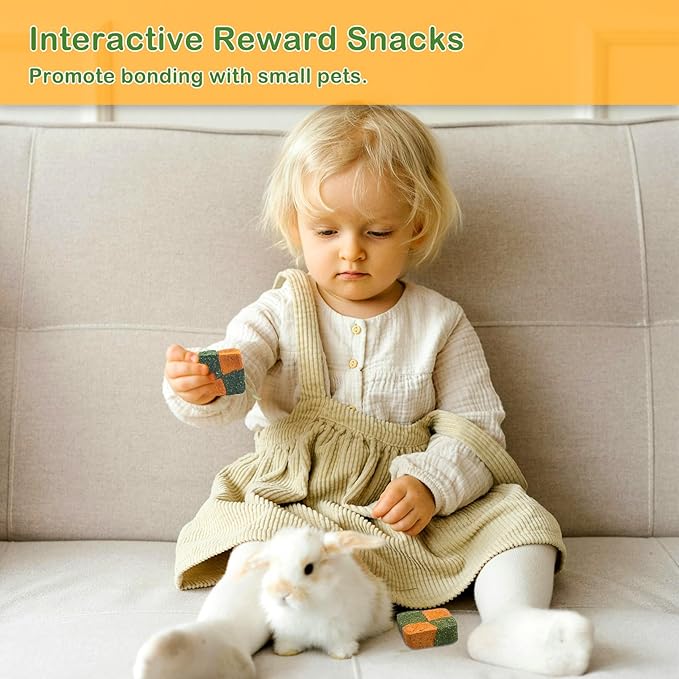 Fhiny 24 PCS Rabbit Chew Toys, Natural Timothy Hay Carrot Biscuit Handmade Bunny Molar Toys for Teeth Small Animal Snacks for Rabbits Guinea Pigs Chinchillas Hamsters Gerbils-Mewly Pet