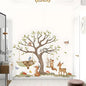 Jungle Animal Wall Stickers Big Tree Fox Sika Deer Safari Wall Decals Kid Room Nursery Baby Bedroom Décor