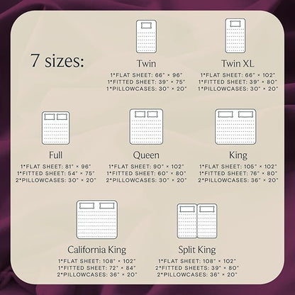LuxClub 4 PC Full Sheet Set, Breathable Luxury Bed Sheets, Deep Pockets Wrinkle Free Cooling Bed Sheets Machine Washable Hotel Bedding Silky Soft - Eggplant Full