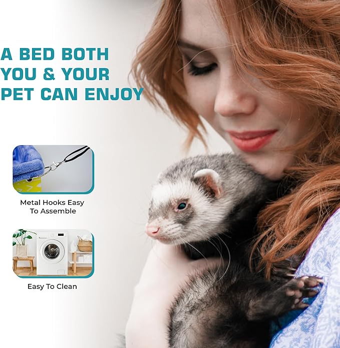 Ferret Hammock For Cage Box, use as Hanging Bed or Secure to Cage. Ferret Cage Accessories w/ Adjustable Straps, Perfect Small Pet Bed, Hanging cat hammock Bed, Guinea Pig Bed or Rabbit Bed.-Mewly Pet