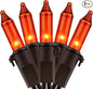 YULETIME Orange Christmas Lights with Brown Wire, 66 Feet 200 Count UL Certified String Lights, Pack of 2 Sets 33 Ft 100 Count Amber Incandescent Mini Light Set (Orange)
