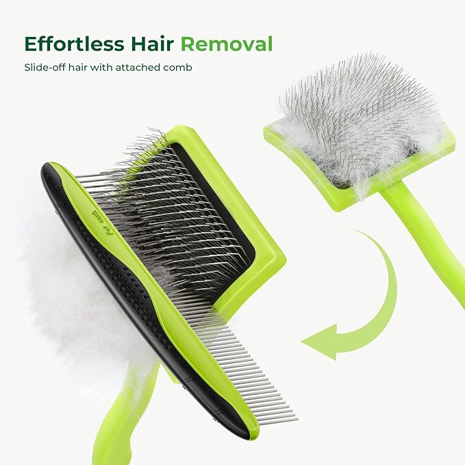 Pecute Slicker Brush for Dogs & Pet Comb, Professional Grooming Dog Brush for Goldendoodles, Poodles, Labradoodles, with Extra Long Soft Pins to Effectively Remove Tangles, Knots and Mats, 2PCS-Mewly Pet