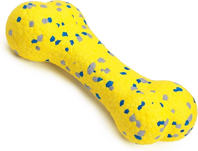 7.28" Indestructible Large Bone Balls for Aggressive Chewers Durable Stick Bouncy Interactive Chew Toy for Dogs Fetch Game Lightweight Floating Outdoor Training, Yellow-Mewly Pet