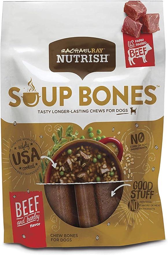 Rachael Ray Nutrish Dog Chews Soup Bones With Real Beef & Barley, 24 Dog Treats-Mewly Pet