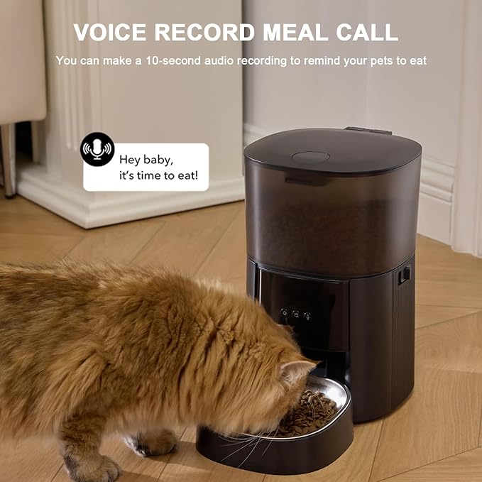 Automatic Cat Feeder WiFi with App Control, Voice Recorder, 4L Dry Pet Food Dispenser for Cats & Dogs with Freshness Preservation, Custom Feeding Times & Portions, Dual Power-Mewly Pet