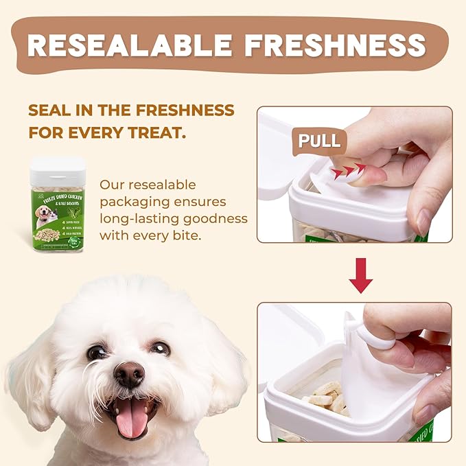 Freeze Dried Chicken & Kale Cube Cat & Dog Treats Biscuits, Dehydrated High Protein Weight Control Traing Treats for Small Dogs Cats 1.8 Ounce-Mewly Pet