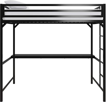 DHP Miles Metal Full Loft Bed with Desk, Black