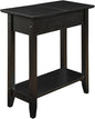 Convenience Concepts American Heritage Flip Top End Table 23.25" - Classic Narrow Chairside Accent with Hidden Storage & Lower Shelf for Traditional, Modern Living Room, Black