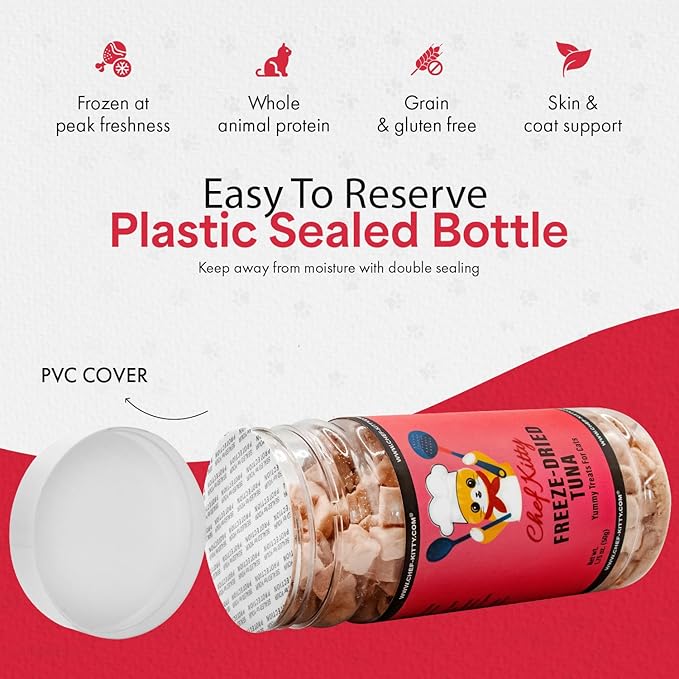 Freeze-Dried Tuna Treats for Cats & Dogs – 100% Wild Caught, Single Ingredient, High-Protein, Healthy Snack – No Additives or Preservatives – 1.7oz - Inspected & Tested in USA-Mewly Pet