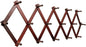 SKOLOO Accordion Wall Hanger with 16 Hooks, Modern Expandable Coat Rack Hat Rack for Wall, Solid Wooden, Cherry Red