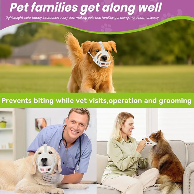 Glow-in-The-Dark Dog Muzzle, Basket Muzzle for Small Medium Large Dogs,Anti-Biting Chewing, Lightweight Cage Design,Allows Drinking & Panting,for Grooming & Training (Transparent Size L)-Mewly Pet