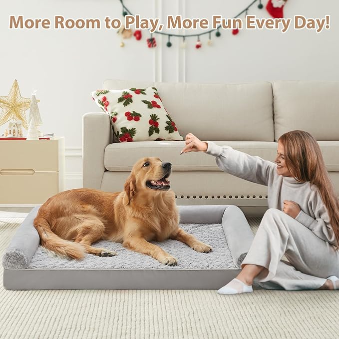 BFPETHOME Dog Beds for Large Dogs, Orthopedic Dog Bed for Medium Large Dogs,Big Waterproof Couch Pet Bed with Removable Washable Cover-Mewly Pet