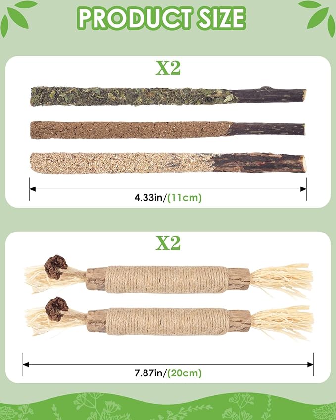 Silvervine Chew Sticks for Cats, 10 Pack Natural Catnip Chew Toys for Kittens Teeth Cleaning, Matatabi Dental Care, Increase Appetite, Calm Cat Anxiety and Stress, Aggressive Chewers Cat Dental Toy-Mewly Pet