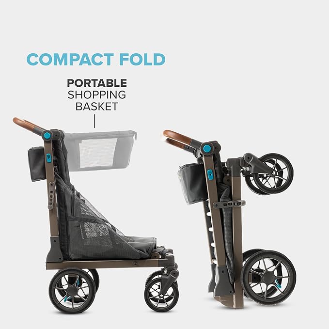 Pet XL Foldable Cart - Adjustable & Portable Pet Stroller with Caddy, Shopping Basket, Foam Filled Rubber Wheels & Storage - Carriage for Small & Medium Dogs, Cats Under 75 lbs-Mewly Pet