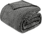 Exclusivo Mezcla Fleece Queen Size Blanket for Bed, 90x90 Inches Soft Cozy Jacquard Flannel Blankets, Lightweight Fuzzy Plush Warm for Winter, Dark Grey